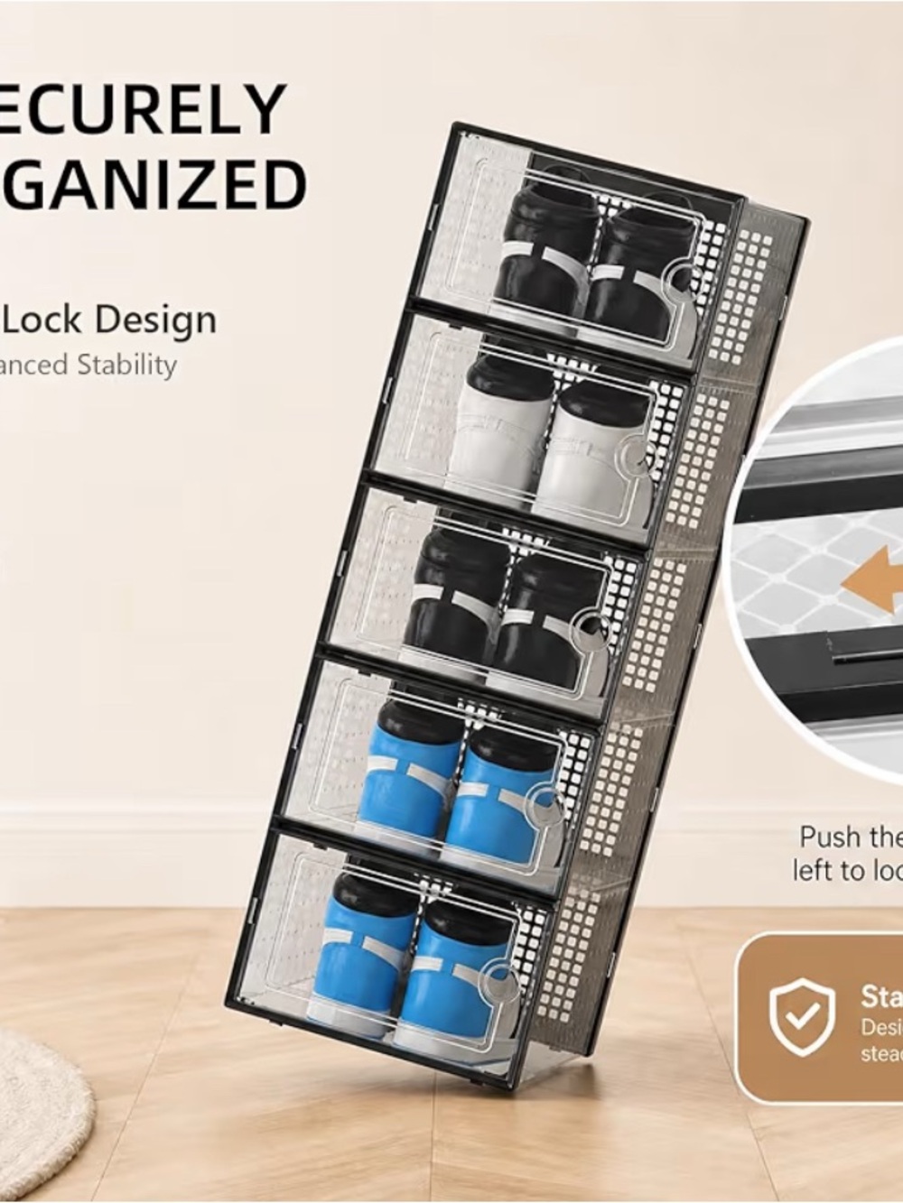 Modular Stackable Shoe Storage Organizer - transparent - Picture 3 of 4